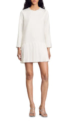 Chic Princesse Beaded Neck Pleated Satin Mini Dress