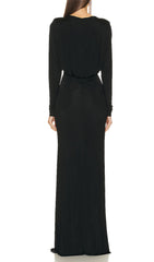 Alluring Black Jersey Cut-Out Maxi Dress
