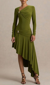 Nedelya Draped Long Sleeve Midi Dress