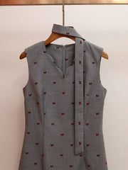 Haruye Playful Bow Print Sleeveless Mini Dress