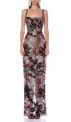 Bryson Dazzling Floral Sequin & Embroidery Maxi Dress
