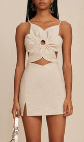 Barth Flirty Flower Cutout Mini Dress