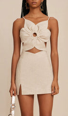 Barth Flirty Flower Cutout Mini Dress