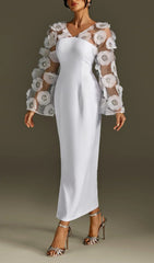 Rosaire Glimmering Floral Sequin Maxi Dress