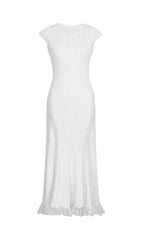 Farrah Ribbed Knit & Lace Midi Dress