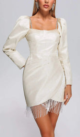Syre Glamorous Shimmer Fringe Mini Dress