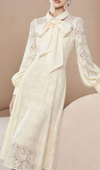 Issay Elegant Lace Maxi Dress with Statement Bow