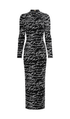 Heba Love Letter Script Long Sleeve Maxi Dress