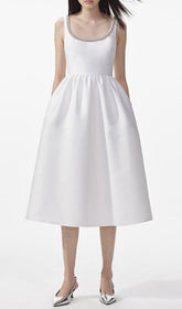 Azzurra White Diamond Embellished Midi Dress