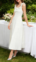 Janan White Floral Midi Dress