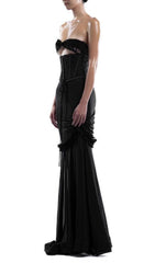 Evren Black Strapless Corset Maxi Dress