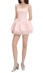 Friso Dreamy Pink Corset Mini Dress