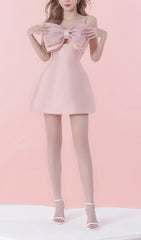 Adalgisa Dreamy Pink Statement Bow Mini Dress