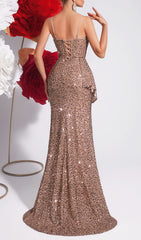 Jetje Sparkling Sequin High-Slit Maxi Gown