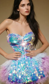 Melina Iridescent Sequin Corset & Tulle Skirt Set