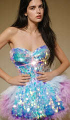 Melina Iridescent Sequin Corset & Tulle Skirt Set
