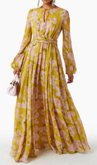 Vibrant Yellow Floral Maxi Dress