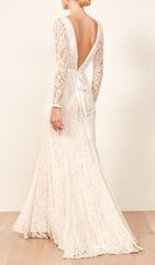 Haynes Elegant White Lace Long Sleeve Maxi Dress