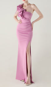 Stunning One-Shoulder Ruffle Maxi Dress