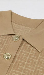 Chic Ehud Khaki Monogram Knit Mini Dress