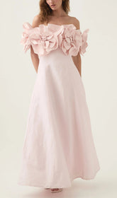 Chabela "Rose Bloom" Off-Shoulder Maxi Dress