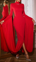 Qaeltric High Neck Draped Maxi Dress