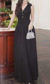 Haven Effortless Chic Black Sleeveless Knit Maxi Dress for Women