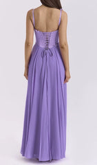 Glain Ethereal Lavender Butterfly Corset Maxi Dress