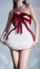 Elisabeth Velvet Bow Strapless Mini Dress