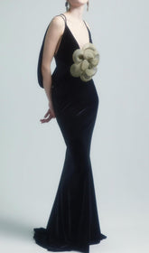 Bena Luxe Black Velvet Maxi Gown