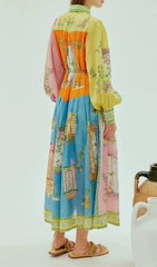 Elgin Vibrant Patchwork Print Midi Dress