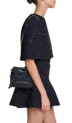 Ridosa Shimmer Tweed Layered Mini Dress with Detachable Capelet
