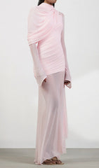 Guthrie Blush Pink Sheer Mesh Maxi Dress