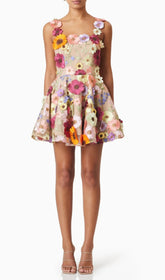 Deva Vibrant 3D Floral Embellished Mini Dress