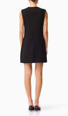 Jocasta Elegant Black Mini Dress with 3D Floral Appliqu
