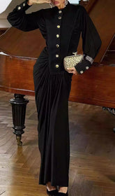 Hikari Empress Ruched Long Sleeve Maxi Dress
