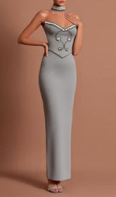 Grete Luxe Strapless Diamante Bandage Maxi Gown