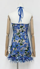 Faunia 3D Floral Halter Mini Dress