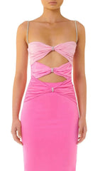 Sparkle & Bow Pink Cutout Maxi Dress