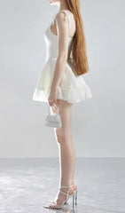 Edsel White Quilted Corset Mini Dress