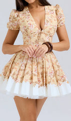 Frieda Floral V-Neck Mini Dress