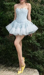 Jaylynn Blue Floral Corset Mini Dress