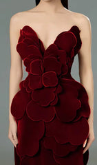 Statement Red Suede Strapless Mini Dress