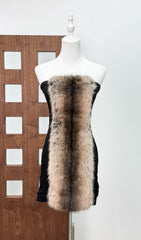 Inza Glamour Faux Fur Strapless Mini Dress