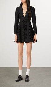 Breonna Chic Black Scalloped Mini Dress