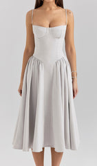 Dextra Grey Strappy Bustier Midi Dress