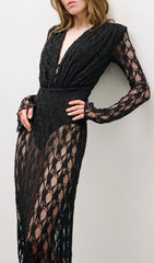 Jemma Black Sheer Lace Maxi Dress