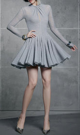 Hanako Chic Grey Long Sleeve Mini Dress