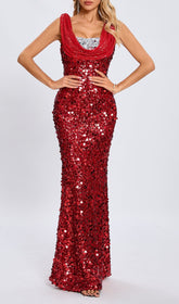 Casi Red Sequin Maxi Dress