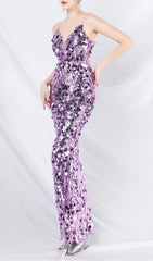 Chole Dazzling Purple Sequin Maxi Dress